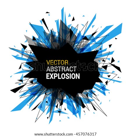 Abstract explosion banner isolated on white background. Burst particles. Empty space for text. Vector illustration. 