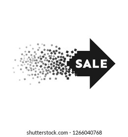 Abstract explosion. Black sale arrow banner. Vector illustration

