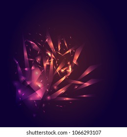 Abstract explosion cloud, broken planet background. Concept design of network, big data, Space, universe, technology, science Vector illustration.