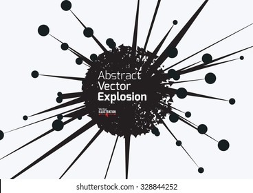 Abstract Explosion Design. A4 / A3 Horizontal Format Poster Design. Graphic Design for Electronic Music Covers, Parties, Open Airs. Vector Illustration.