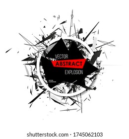 Plantilla de diseño de explosión abstracta. Banner de polígono geométrico, ilustración de vector aislado, etiqueta de precio de comercialización, descuento, publicidad