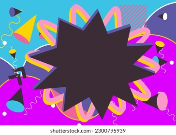 Fondo de formas geométricas de explosión abstracta. Afiche de arte gráfico geométrico con colores vibrantes y sencillos. Plantilla de geometría aleatoria vintage.