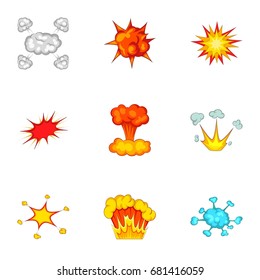 Abstract explosion icons set. Cartoon set of 9 abstract explosion vector icons for web isolated on white background