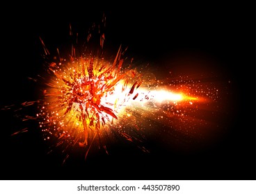 Abstract explosion light shine fire bomb effect