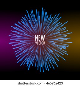 Abstract explosion lines firework concept. Technology modern design template. Light effect.