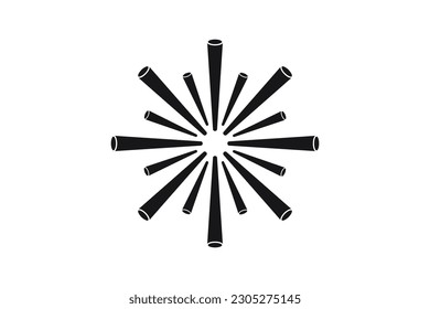 Abstract explosion logo. Monochrome firework logotype. Abstract sun with rays icon Vector template