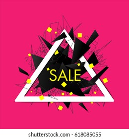 Abstract explosion sale banner with triangular frame
