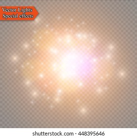 Abstract  explosion with  sparks modern design. Sparkles light vector transparent background. Flash flare or sparkler