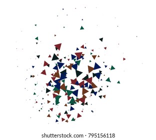 Abstract explosion vector black and white background. Burst, blast, star particles, broken glass, big data illustration. Moving broken triangles fragments, bomb abstract explosion. Cool grunge shatter