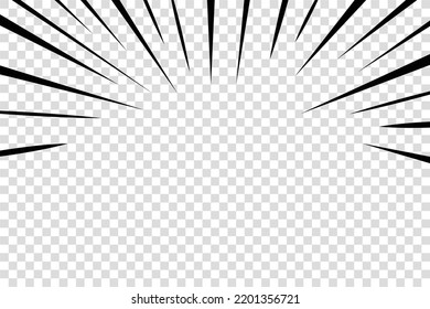 Abstract explosive comic lines. Vector illustration of isolated manga motion effect