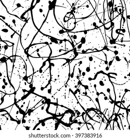 Abstract expressioinism pattern. style of drip painting. Monochrome. Vector Illustration