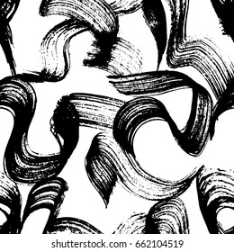 Abstract expressionism calligraphic brush seamless pattern. Vector illustration