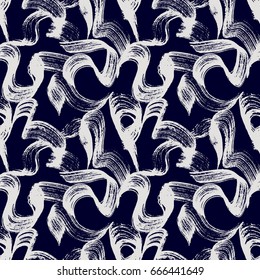 Abstract expressionism calligraphic brush seamless pattern. Vector illustration