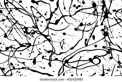 Abstract expressionism pattern. style of drip painting. Monochrome. Vector Illustration