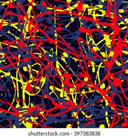 Abstract expressionism seamless pattern. style of drip painting. Vector Illustration