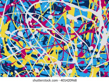 Abstract Expressionism Seamless Pattern. Style Of Drip Painting. Vector Illustration