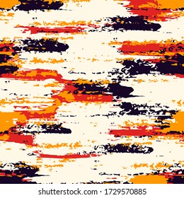 Abstract expressionism style seamless pattern. Hand drawn drips, paint smears surface print. Freehand artistic texture background. Handdrawn artistic design wallpaper. Vector modern abstract art
