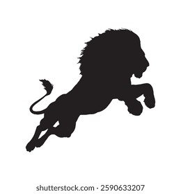 Abstract and Expressive Attacking Lion Silhouette for Artistic Creations - Lion Vector - Lion Icon
