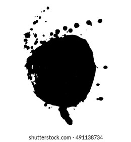 Abstract expressive black ink silhouette. Grunge background.