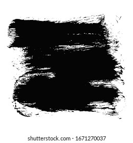 Abstract expressive square textured black ink or watercolor stain with little dots and drops. Mysterious dynamic isolated inky blob, dark concept for texture brush design, background, banner decor