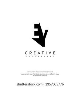 abstract EY logo letter in shadow design concept
