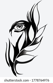boceto de ojo abstracto 2d, hoja
