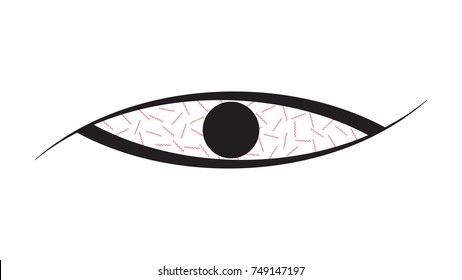 abstract eye with bleeding abrasions. logo eyes with black colors. white background for design. full HD vector illustration