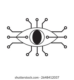 Resumo Conceito de Circuito e Olho Simbolizando Inteligência Artificial e Tecnologia