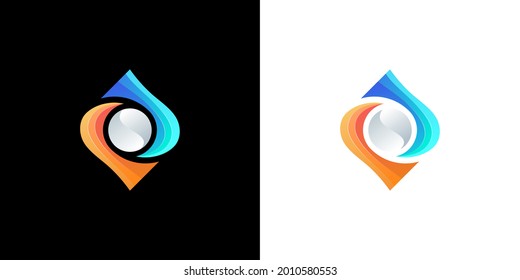 Abstract eye colorful gradient logo design template. Creative optic, vision vector sign symbol mark logotype.