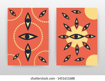 Abstract eye and dotted red yellow texture design for annual report, brochure, flyer, poster. Red background vector illustration for flyer, leaflet, poster. Business abstract A4 brochure template.