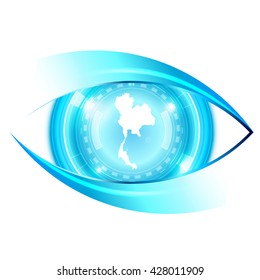 Abstract eye future technology, Thailanad map