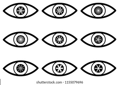 Abstract eye icon - black and white - set
