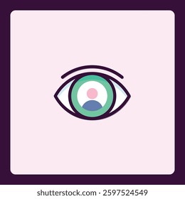 Abstract eye icon with a human figure, vision and perception themed design