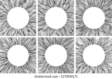 Abstract eye illustration. Iris decorative image. Circle vector line sketch.