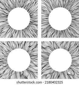 Resumen de la ilustración ocular. Imagen decorativa de Iris. Esbozo de línea de vector circular.