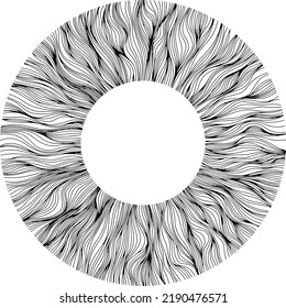 Abstract eye illustration. Iris decorative image. Circle vector line sketch