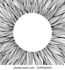 Abstract eye illustration. Iris decorative image. Circle vector line sketch.