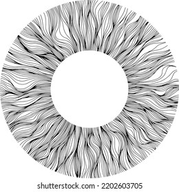 Abstract eye illustration. Iris decorative image. Circle vector line sketch.
