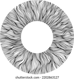 Abstract eye illustration. Iris decorative image. Circle vector line sketch.