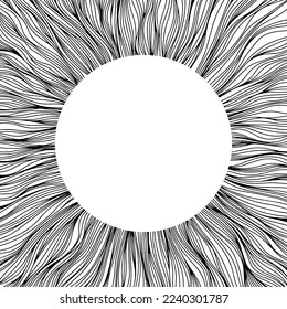 Abstract eye illustration. Iris decorative image. Circle line sketch.