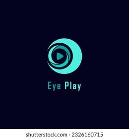 Abstract eye isolated icon on white background. Modern film and cinema flat vector logo concept. Play button for digital technology and media