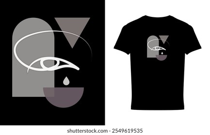 Abstract eye Line Drawing T-shirt Design