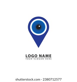 Abstract eye location icon logo. Abstract vector graphic location simple flat illustration style. great for industry, business, technology and eye locations.