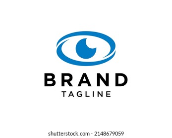 Abstract Eye Logo. Blue Circular Waves included Eyeball with Star Sparkle inside isolated on White Background. Usable for Business and Technology Logos. Flat Vector Logo Design Template Element.