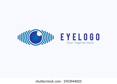 Abstract Eye Logo, blue eye with finger print combination, usable for technology or security logos, Flat Vector Logo Design Template, vector illustration