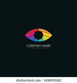 Abstract eye logo design. Colorful media icon. Concept of the Creative Vision Logo. Colorful vision eye logo.
