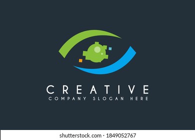 Resumen Diseño del logotipo ocular. Diseño de iconos oculares. Usable para Logos de Negocios y Tecnología. Elemento de plantilla de diseño de logotipo de vectores planos.