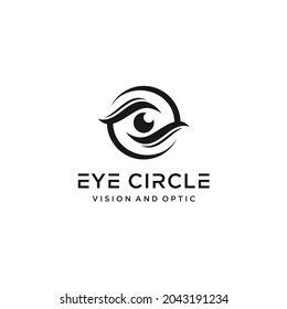 abstract eye logo design template with circle vector