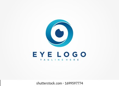 Abstract Eye Logo Letter S. Blue Circle Camera Icon. Usable for Business and Technology Logos. Flat Vector Logo Design Template Element.