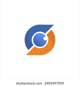 Abstract Eye Logo Letter S. Blue Circle Camera Icon. Usable for Business and Technology Logos. Flat Vector Logo Design Template Element.